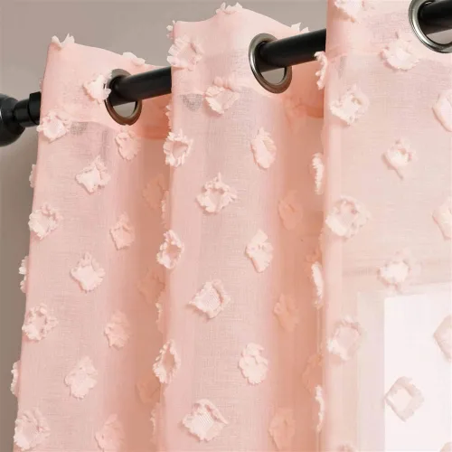 Miniatura 3 de Lush Decor Par de paneles de cortinas transparentes con ojales y puntos texturizados (84 x 38 pulgadas)
