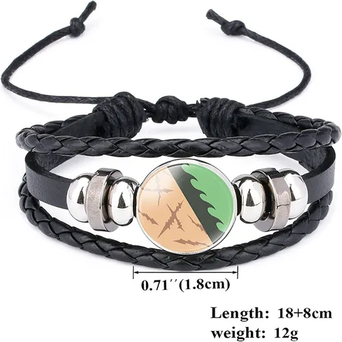 Miniatura 3 de MHTYYDS Demon Slayer - Pulsera de cuero con piedras preciosas para Shinazugawa Sanemi, diseño de kimetsu no Yaiba para niño y niña, decoración