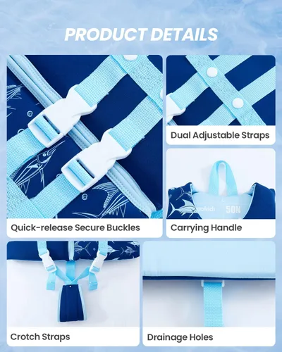 Miniatura 4 de Gogokids Chaleco de natación para niños, flotadores para bebés – Chaleco de flotabilidad para niños y niñas para piscina y playa, para niños de 2 a