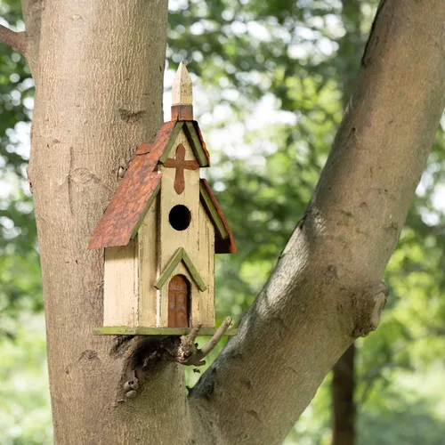 Miniatura 7 de Glitzhome - Casas para pájaros para exteriores, casas para colibríes para exteriores, caja de anidación para pájaros de 11.5" de alto, hecha a mano