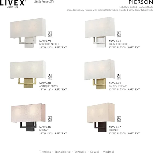 Miniatura 5 de Livex Lighting, 50994-91, Pierson, Aplique ADA, níquel cepillado