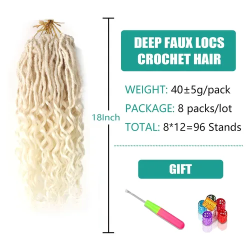 Miniatura 2 de Cabello de ganchillo para mujeres negras Goddess Locs de 14 pulgadas 8 paquetes 613 Locs falsos suaves preenganchados trenzas de ganchillo cabello