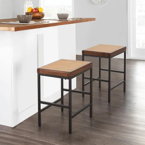 Miniatura 35 de Taburetes de altura para mostrador Sophia & William, taburetes de 24" con patas de madera maciza, taburetes de altura de mostrador tapizados en tela