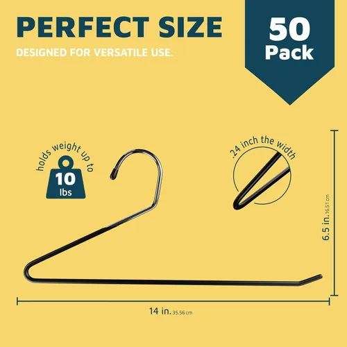 Miniatura 2 de Lifemaster Juego de perchas de metal para pantalones - 50 piezas Elegante juego de perchas para guardarropa con ahorro de espacio y antideslizantes