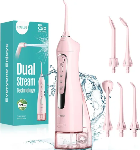 Miniatura 14 de COSLUS Hilo Dental de Agua: Irrigador Oral Portátil Inalámbrico 300ML Recargable Limpiador de Viaje IPX7 Impermeable Máquina de Hilo Dental