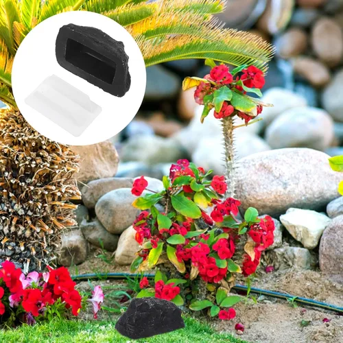 Miniatura 7 de Caja de llaves falsa de roca para exteriores, resistente a la intemperie, con amplio almacenamiento para jardín y césped