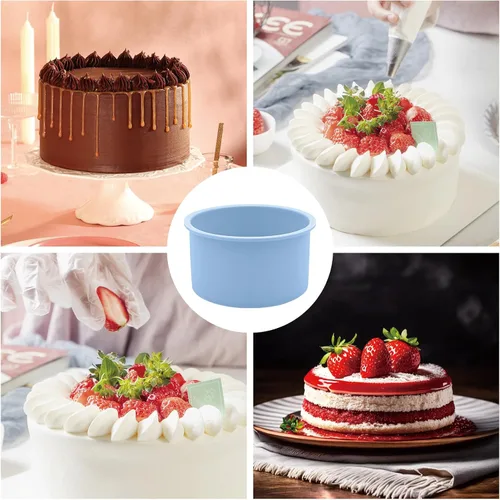 Miniatura 6 de Paquete de 2 moldes redondos de silicona sin BPA, molde circular reutilizable de silicona para pasteles de gasa, juego de 2 tamaños diferentes