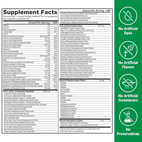 Miniatura 4 de Force Factor Smarter Greens Daily Wellness Powder - Polvo de bienestar diario de superalimentos verdes para apoyar la salud intestinal, hinchazón