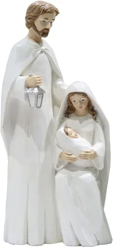 Miniatura 4 de Figuras de la Santa Familia para interiores, estilo grabado en madera, estatuas de resina de Jesús, decoraciones de mesa católicas para decoración