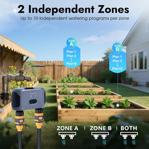 Miniatura 6 de WiFi Water Timer for Garden Hose with Brass Inlet,Smart Hose Timer with WiFi Hub, APP & Voice Control,Up to 20 Watering Plans, 2-Zone Sprinkler Drip