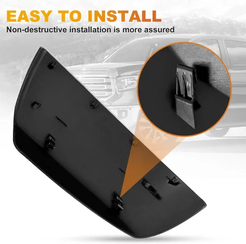 Miniatura 2 de 1 par de cubiertas de espejo lateral negro brillante compatibles con Toyota Tundra Sequoia 2007-2019 2020 2021, reemplazo directo