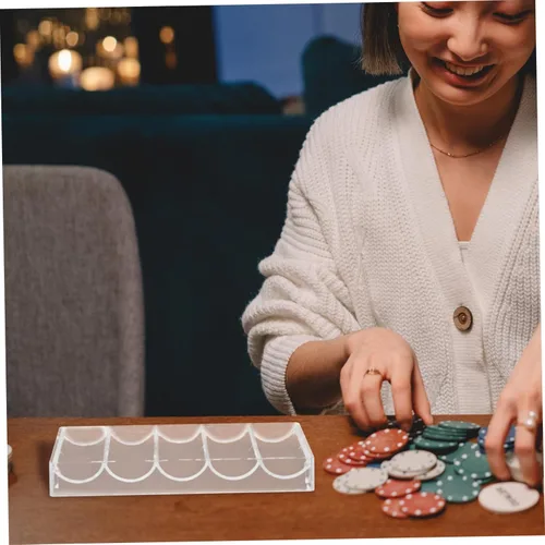 Miniatura 6 de El tenedor de la viruta del póquer de acrílico Cajas Multi-Grid Poker Chip Storage Scratch-resistente
