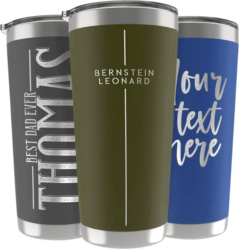 Miniatura 21 de Regalos personalizados para hombres – 20 onzas – Vasos personalizados con tapa, azul cielo, tazas de café de viaje aisladas, juego de popote