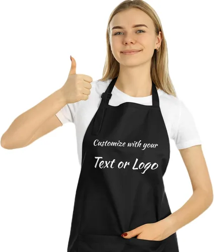 Miniatura 3 de Personalized Apron for Women, Black Stylish Kitchen Apron, Perfect for Servers, Durable