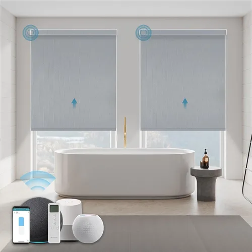 Miniatura 39 de Persiana Motorizada, Compatible con Homekit Thread-Enabled, Persianas Inteligentes 100% Opacas con Control Remoto, Persiana Enrollable Eléctrica
