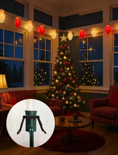 Miniatura 6 de Luces de Navidad Jumbo Rojas y Blancas de 16 Pies para Exteriores, Cadena de Bombillas LED Gigantes de Navidad para Árbol, Porche, Patio y Valla