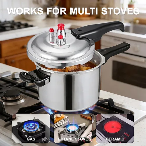 Miniatura 6 de DOITOOL Olla a presión de aluminio 16cm/6.3 pulgadas fondo pequeña olla a presión para estufa de gas e inducción para cocina casera, plateado