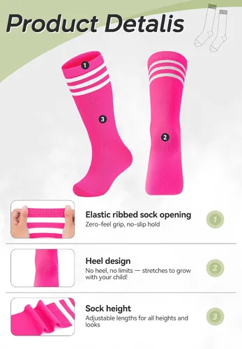 Miniatura 58 de Zando Calcetines de fútbol para niños, hasta la rodilla, para jóvenes, béisbol, fútbol, sóftbol, niños y niñas, de algodón suave sobre