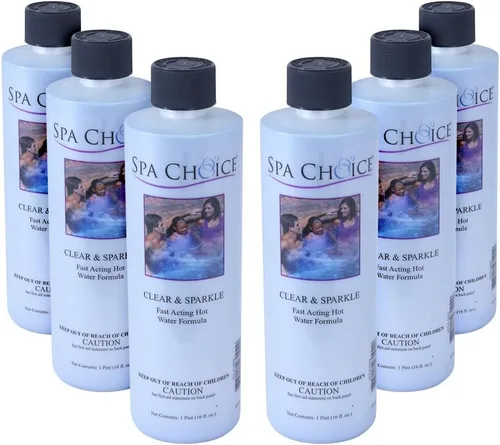 SpaChoice 1 pinta - Paquete de 6 clarificadores de bañera de hidromasaje transparente y brillante, clarificador de spa, hecho en Estados Unidos