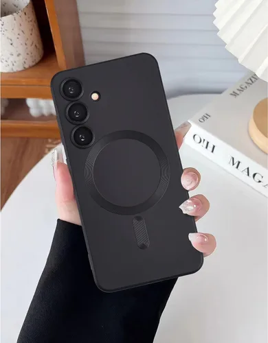 Miniatura 51 de Funda magnética para Samsung Galaxy S22 Ultra, silicona suave, delgada, antiarañazos, con protección de cámara, compatible con MagSafe, color negro