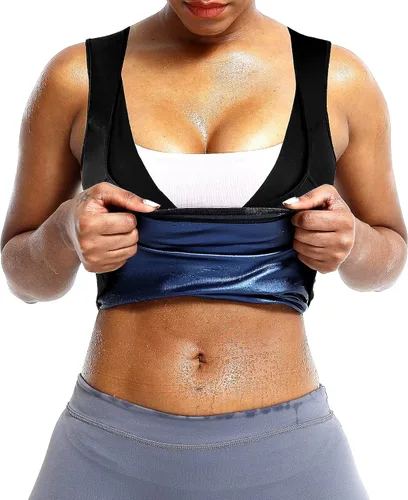BXVX - Chaleco reductor de sudor con efecto sauna para mujer, entrenador de cintura transpirable, camiseta sin mangas para sudar, moldeador Chaleco