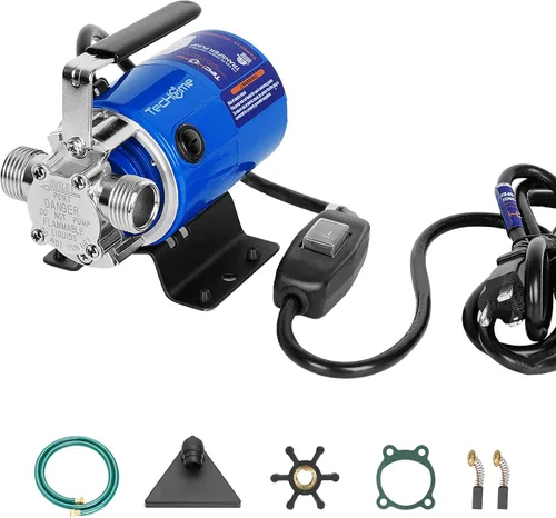 Bomba de agua TecHome, bomba de transferencia de agua de 115V 1/10HP 330GPH, con interruptor de encendido/apagado y kit de manguera de succión.