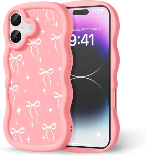 Miniatura 310 de Compatible con iPhone SE/8/7 Funda para Mujeres y Niñas, Marco Ondulado Rizado con Patrón Lindo, Estética Delgada Suave Silicona TPU Parachoques