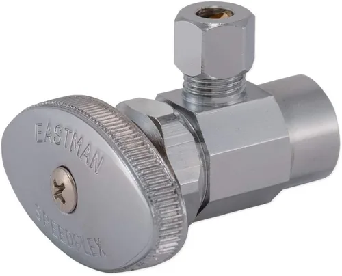 Eastman 04384LF - Válvula de parada de ángulo de entrada de latón de doble giro de 1/4 de pulgada de diámetro exterior x 1/2 pulgada Nom. Sudor de