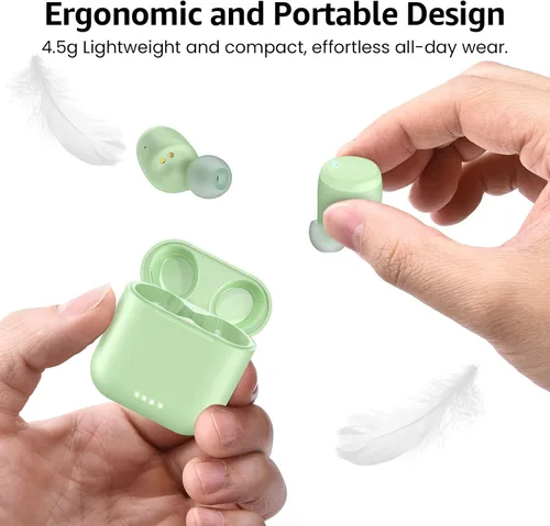 Miniatura 7 de TOZO Auriculares inalámbricos T6, auriculares Bluetooth 5.3, sonido estéreo en el oído, 50 horas de reproducción, estuche de carga inalámbrica, Verde