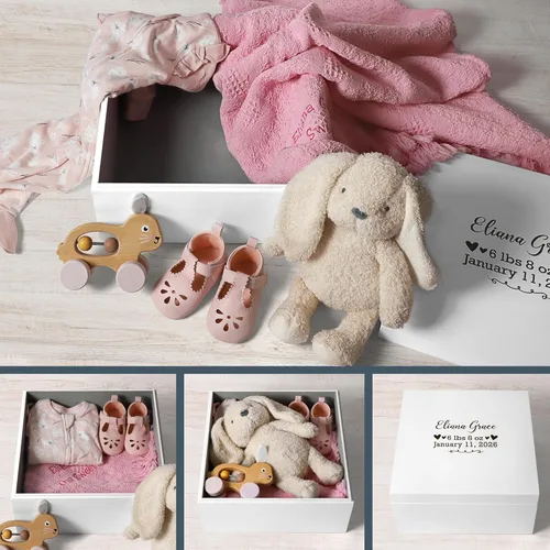 Miniatura 3 de Let's Make Memories Caja de recuerdos personalizada para recién nacido, almacenamiento de recuerdos, caja de recuerdos, decoración de guardería, 6
