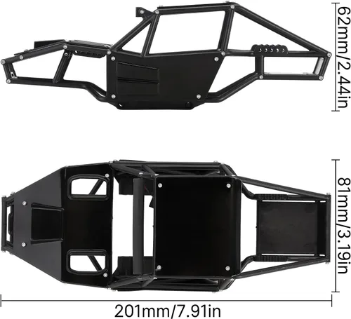 Miniatura 3 de INJORA Kit de Chasis de Caparazón de Cuerpo de Buggy de Nylon Rock Tarantula para Mejora de TRX4M 1/18 RC Crawler (Negro)