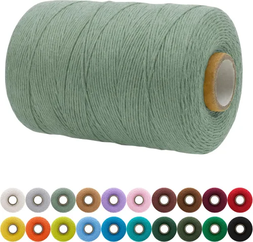 Miniatura 123 de JeogYong Cordón de macramé de un solo hilo 2mm x 164 yardas (492 pies) Cuerda de algodón suave, hilo de macramé 2 mm, suministros de macramé