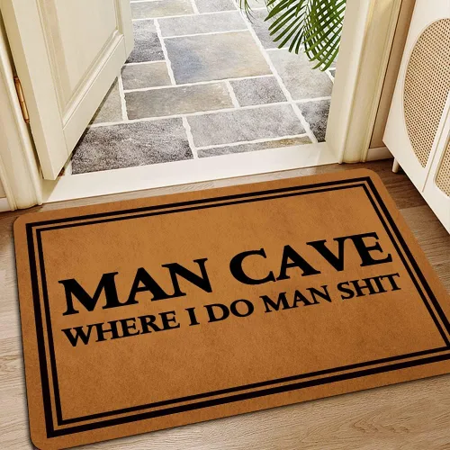 Miniatura 4 de Ytanie Tapetes de bienvenida para puerta delantera, entrada al aire libre, cueva de hombre, con texto en inglés Where I Do Man Shit, tapete de goma