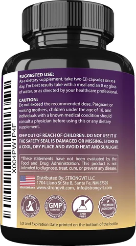 Miniatura 8 de StrongVit Quercetina con bromelina, saúco, vitamina C, D3 y zinc. Suplemento de apoyo súper inmunológico. Complejo orgánico para hombres y mujeres