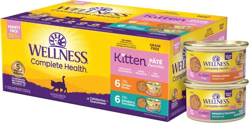 Miniatura 10 de Wellness Complete Health Pate Kitten - Alimento húmedo enlatado para gatos, natural, rico en proteínas, sin granos, pescado blanco y atún, 3 onzas