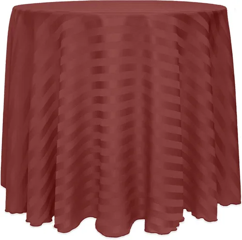 Miniatura 23 de ULTIMATE TEXTILE Mantel redondo de rayas satinadas de 84 pulgadas color marfil crema