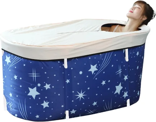 Miniatura 9 de BDL - Tina portátil japonesa plegable para adultos, tinas de hidromasaje independientes con espuma térmica, tina de spa plegable para espacios Azul