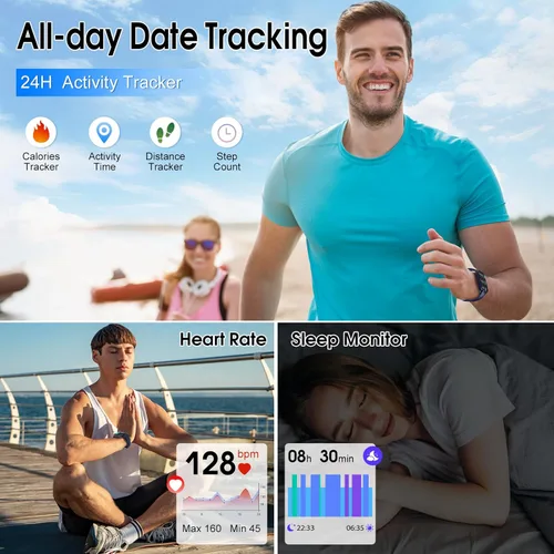 Miniatura 5 de Reloj inteligente (respuesta/hacer llamada), reloj inteligente de 1.85 pulgadas para hombres y mujeres, reloj de fitness 2025, más de 110 modos