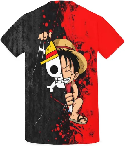 Miniatura 2 de XJBZTY Camiseta Luffy de manga corta con estampado 3D gráfico de una pieza con cuello redondo casual para hombres, mujeres y niños y niñas