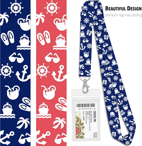 Miniatura 4 de Cruise On Cordones para tarjetas de crucero (paquete de 2) en 2026 y 2027, cordón de crucero con soporte para identificación, tarjeta de Azul y rosa