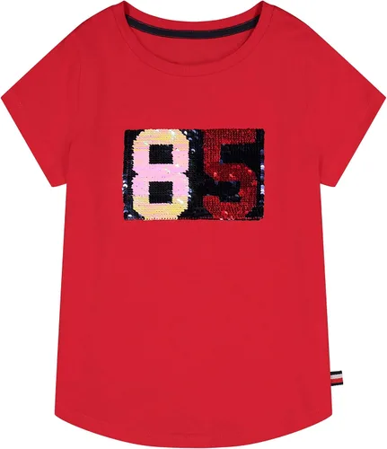 Miniatura 2 de Tommy Hilfiger Camiseta de manga corta para niña con diseño de lentejuelas abatibles, camiseta de algodón con interior sin etiqueta
