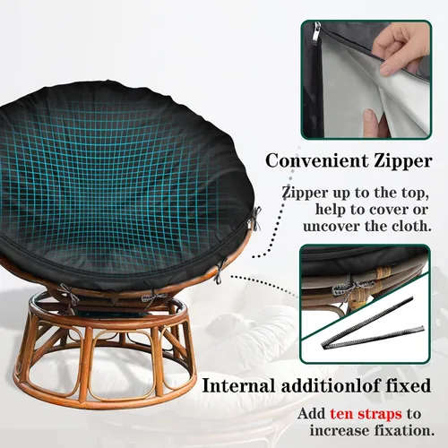 Miniatura 4 de Papasan Funda de cojín impermeable solamente, (para fundas de cojín para sillas Papasan de 47 a 55 pulgadas, para interiores y exteriores)
