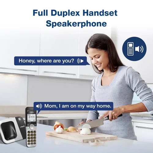 Miniatura 3 de VTech Teléfono inalámbrico de 2 auriculares con pantalla grande y botones grandes, DECT 6.0 con identificador de llamadas/llamada en espera, altavoz