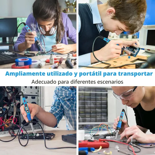 Miniatura 6 de Kit de soldador, 80W 110V LCD Lápiz de soldadura digital con calentador de cerámica, herramientas de soldadura portátiles con 5 puntas, soporte
