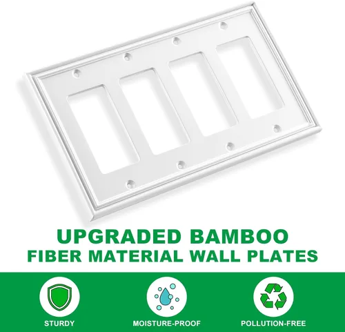 Miniatura 2 de Placa Decorativa de Pared Moderna Blanca para Interruptor de Luz, Cubiertas de Enchufes Decorativos, Placas de Interruptor Basculante