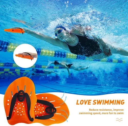 Miniatura 6 de Raquetas de natación para manos, paletas de mano de entrenamiento de natación con correas ajustables, paletas de natación para adultos y niños