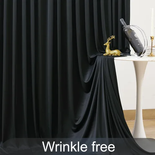 Miniatura 6 de 4 paneles de cortina de fondo negra para fiestas sin arrugas, cortinas de fotos negras, cortinas de fondo, decoración de tela para fiestas de Negro