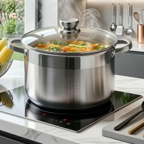 Miniatura 2 de Olla de sopa de 10 cuartos de galón con tapa de vidrio, olla de acero inoxidable de grado alimenticio de alta calidad, olla grande para cocinar