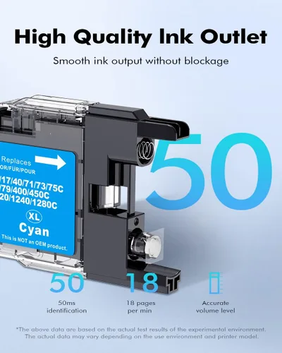 Miniatura 3 de INK4U Cartuchos de tinta LC71 compatibles de reemplazo para Brother LC75 LC71 LC79 XL para MFC-J6510DW MFC-J6710DW MFC-J6910DW MFC-J280W MFC-J425W