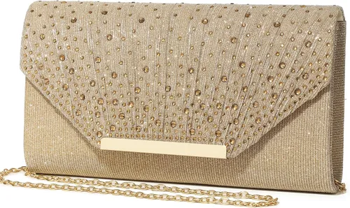 DETARA Bolsos de noche para mujer, con lentejuelas con purpurina, monederos de mano para mujer, de cristal brillante, falp, formal, boda, fiesta,